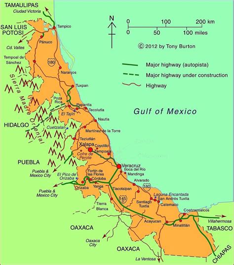 veracruz mexico map with cities